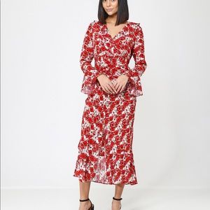 Red patterned Rixo dress